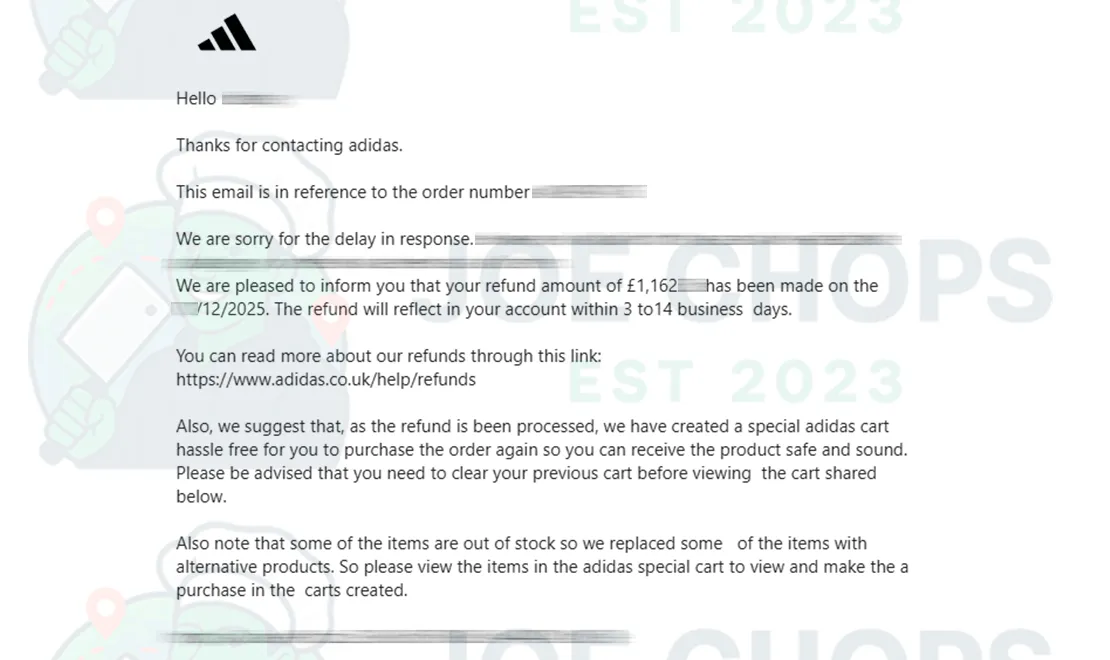 Adidas Order Success